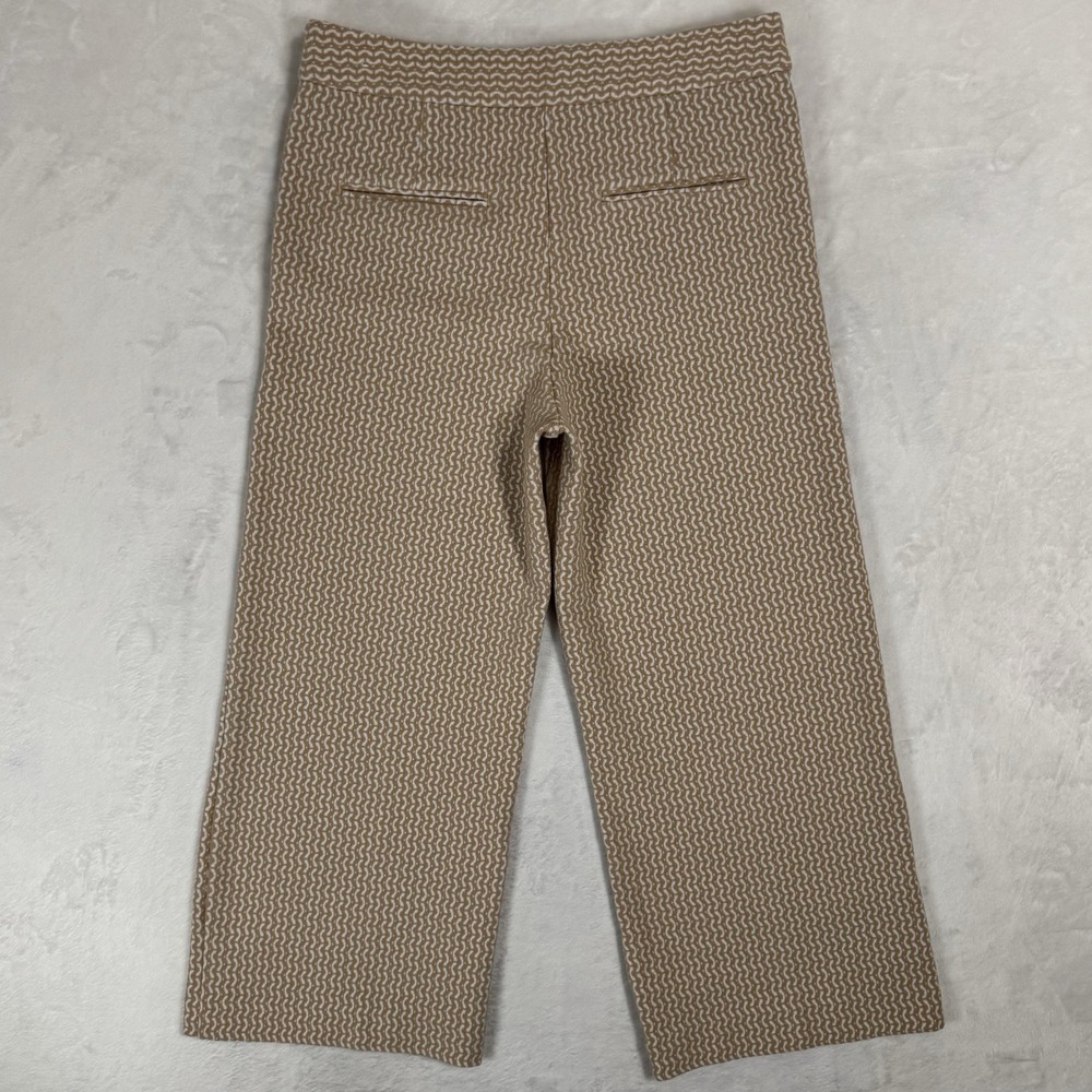 Ann Taylor Wide Leg Cropped Pants Size 8 Textured Stretch Knit Office Casual - Picture 4 of 16